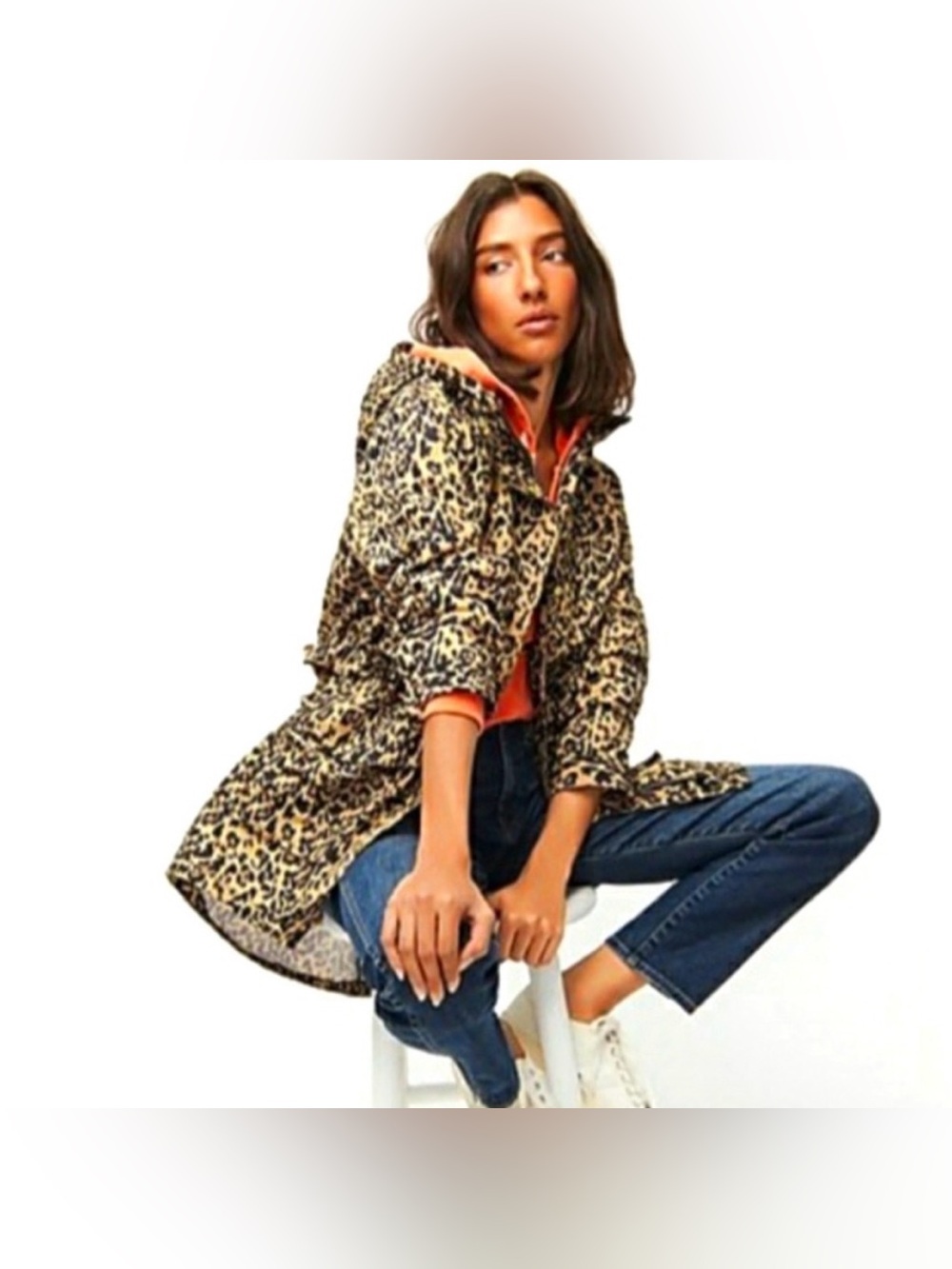 J. Crew Women's Perfect Raincoat in Leopard Print Hooded Jacket NWT
